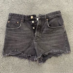 Zara Black Denim High Rise Shorts